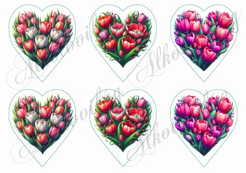 Tulipánok szív alakban szíveken - 9 cm