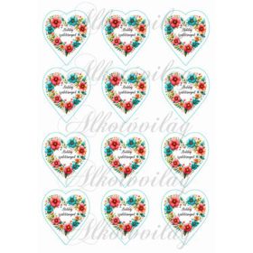   Csodás szívek virágokból - BOLDOG SZÜLETÉSNAPOT felirattal - 6,5 cm