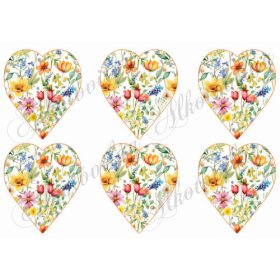 Tavaszi virágos szívek vegyes virágokkal - 9 cm