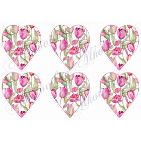 Tulipános szívek pinkes árnyalatban - 9 cm