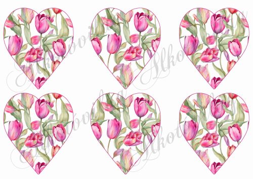 Tulipános szívek pinkes árnyalatban - 9 cm