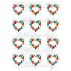 Csodás szívek virágokból kerettel- 6,5 cm