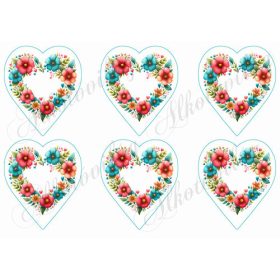 Csodás szívek virágokból kerettel- 9 cm