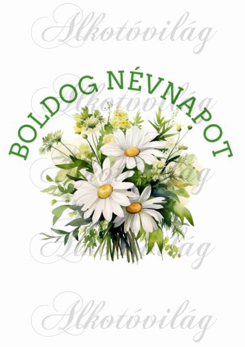 Párnablokk - vászontáska blokk - Margaréta csokor BOLDOG NÉVNAPOT felirattal