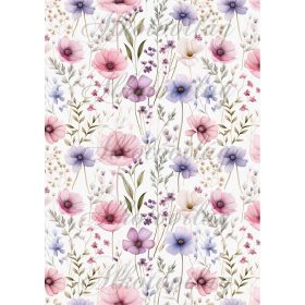 Lila-kék-rózsaszín tavaszi virágok pasztell színekben