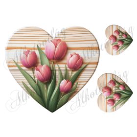 19 cm magas fa szív rózsaszín tulipánnal 2