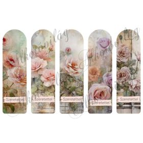   Könyvjelzők vintage rózsákkal - SZERETETTEL felirattal 17 X 5 cm