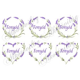 Levendulás körök és szívek FONYÓD felirattal