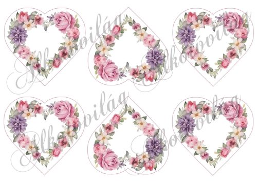 Szív koszorúk üresen lila és rózsaszín árnyalatokban - 9 cm magas