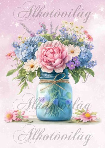 Virágcsokor dunsztosüvegben - PÁRNABLOKK, VÁSZONTÁSKA BLOKK, PATCHWORK BLOKK, UZSONNÁSTASAK BLOKK