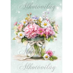   Virágcsokor dunsztosüvegben 2 - PÁRNABLOKK, VÁSZONTÁSKA BLOKK, PATCHWORK BLOKK, UZSONNÁSTASAK BLOKK