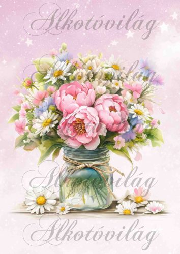 Virágcsokor dunsztosüvegben 3 - PÁRNABLOKK, VÁSZONTÁSKA BLOKK, PATCHWORK BLOKK, UZSONNÁSTASAK BLOKK