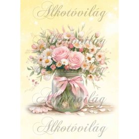   Virágcsokor dunsztosüvegben 4 - PÁRNABLOKK, VÁSZONTÁSKA BLOKK, PATCHWORK BLOKK, UZSONNÁSTASAK BLOKK