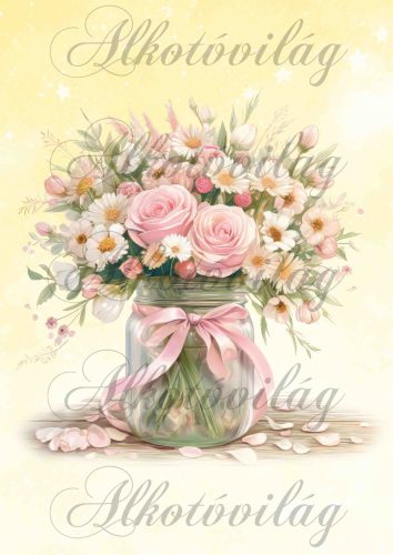 Virágcsokor dunsztosüvegben 4 - PÁRNABLOKK, VÁSZONTÁSKA BLOKK, PATCHWORK BLOKK, UZSONNÁSTASAK BLOKK