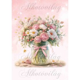   Virágcsokor dunsztosüvegben 5 - PÁRNABLOKK, VÁSZONTÁSKA BLOKK, PATCHWORK BLOKK, UZSONNÁSTASAK BLOKK