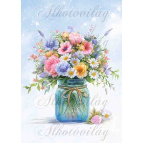   Virágcsokor dunsztosüvegben 6 - PÁRNABLOKK, VÁSZONTÁSKA BLOKK, PATCHWORK BLOKK, UZSONNÁSTASAK BLOKK