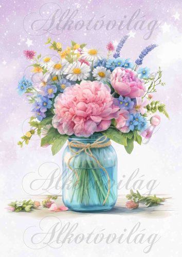 Virágcsokor dunsztosüvegben 7 - PÁRNABLOKK, VÁSZONTÁSKA BLOKK, PATCHWORK BLOKK, UZSONNÁSTASAK BLOKK