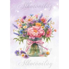   Virágcsokor dunsztosüvegben 8 - PÁRNABLOKK, VÁSZONTÁSKA BLOKK, PATCHWORK BLOKK, UZSONNÁSTASAK BLOKK