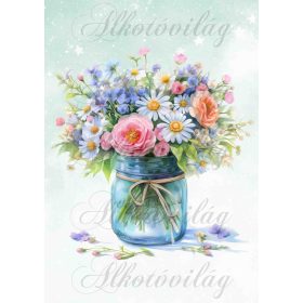   Virágcsokor dunsztosüvegben 9 - PÁRNABLOKK, VÁSZONTÁSKA BLOKK, PATCHWORK BLOKK, UZSONNÁSTASAK BLOKK