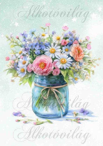 Virágcsokor dunsztosüvegben 9 - PÁRNABLOKK, VÁSZONTÁSKA BLOKK, PATCHWORK BLOKK, UZSONNÁSTASAK BLOKK