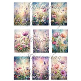 Virágos kártyák nosztalgikus hangulatban - 8,5 x 6 cm