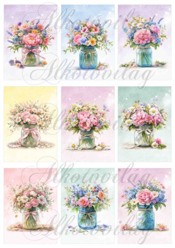 Virágos képek 9 x 6 cm - HŰTŐMÁGNES, AJÁNDÉKKÍSÉGŐ készítéshez