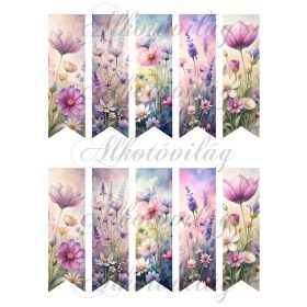   Virágos könyvjelzők nosztalgikus hangulatban - 12 x 3,5 cm