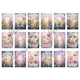   Virágos kártyák nosztalgikus hangulatban MA SE FELEJTS EL MOSOLYOGNI felirattal - 6 x 4 cm