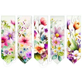 Könyvjelzők csodaszép akvarell virágokkal 17,5 x 5 cm