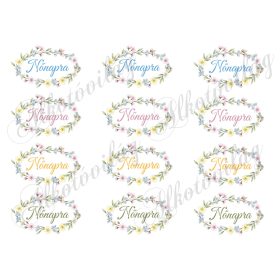   Ovális virágkoszorúk - NŐNAPRA - felirattal kb 4,5 x 7,5 cm