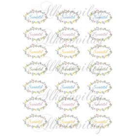   Ovális virágkoszorúk - SZERETETTEL - felirattal kb 3,5 x 5,5 cm