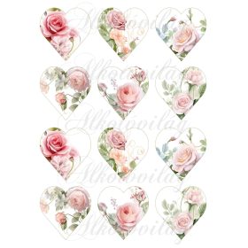 Romantikus rószák 6,5 cm magas szíveken