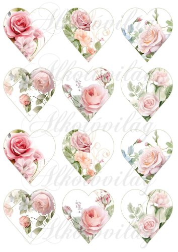 Romantikus rószák 6,5 cm magas szíveken