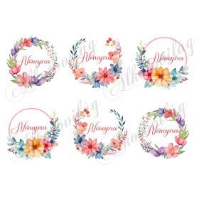 Virágkoszorúk - NŐNAPRA- felirattal kb 8 cm átmérővel