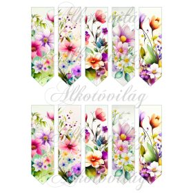 Könyvjelzők csodaszép akvarell virágokkal 12 x 3,5 cm