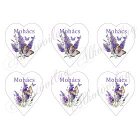 9 cm magas levendulás szívek - MOHÁCS - FELIRATTAL