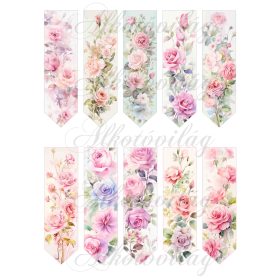 Könyvjelzők vintage rózsákkal - 12 x 3,5 cm