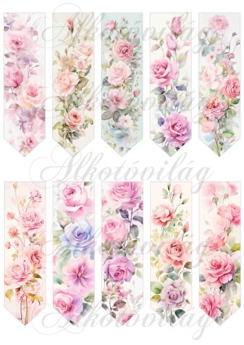 Könyvjelzők vintage rózsákkal - 12 x 3,5 cm