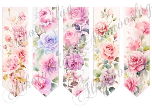 Könyvjelzők vintage rózsákkal - 17,5 x 5 cm