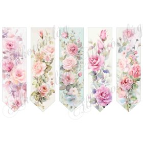 Könyvjelzők vintage rózsákkal 2 - 17,5 x 5 cm
