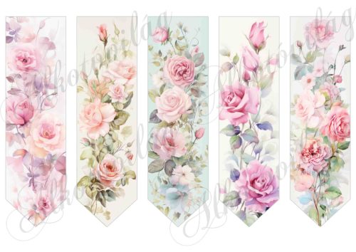 Könyvjelzők vintage rózsákkal 2 - 17,5 x 5 cm