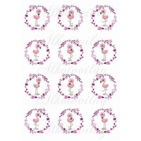 Flamingók virágos koszorúban kicsiben