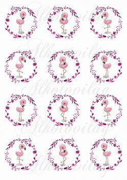 Flamingók virágos koszorúban kicsiben