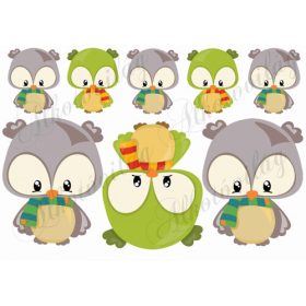 Szürke-zöld bagolypár kicsiben