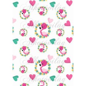 Flamingós csomag: flamingók virágkoszorúban