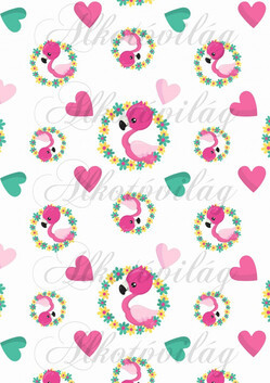 Flamingós csomag: flamingók virágkoszorúban