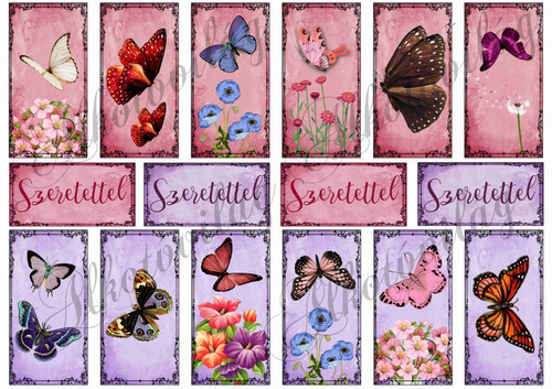 Pillangók téglalapokban - rózsaszínes