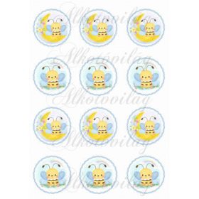 Cuki méhecskék kék csavart keretben KICSIBEN