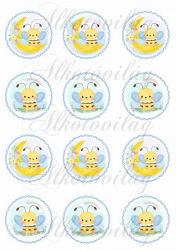 Cuki méhecskék kék csavart keretben KICSIBEN