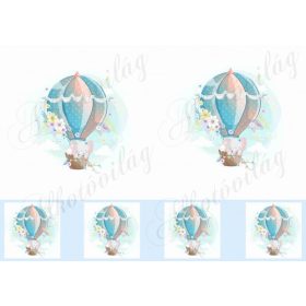   Elefánt és nyuszi virágos hőlégballonban 10-12 cm-es HÍZMŐKERETHEZ